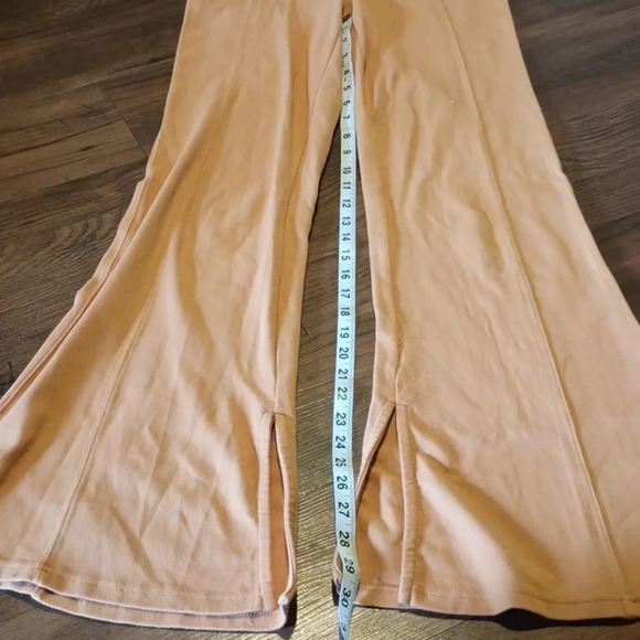 Free People Movement Tan High Waisted Flare Split Leg Pants A42 - Picture 2 of 8